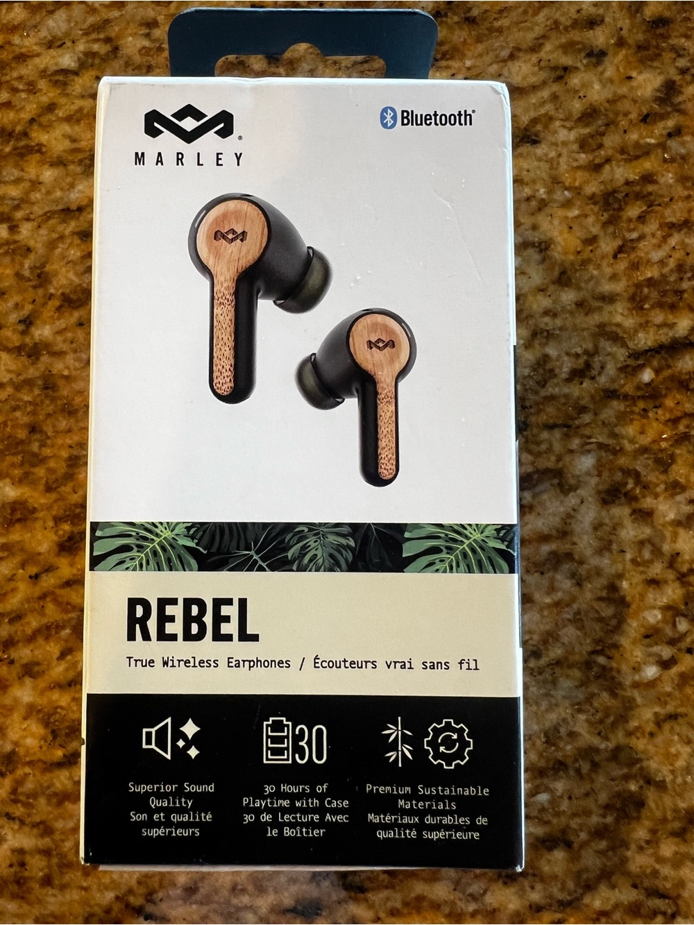 Marley Rebel True Wireless Earbuds in Wood/Black